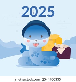 2025 is the Year of the Snake
New Year's greeting banner
Year of the Blue Snake