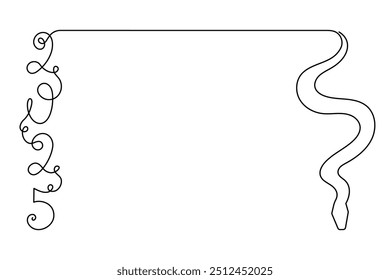 2025 ano de cobra uma arte de linha, desenhado à mão contorno contínuo.Conceito de férias,horóscopo astrológico chinês festivo ano novo, contorno de serpente réptil venenoso.AVC editável.Isolated.Vetor