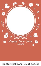 2025 Year of the Snake - Photo Frame New Year's Card Template (Vertical)
Translating:Thank you for your support last year. Wishing you a great year ahead.

