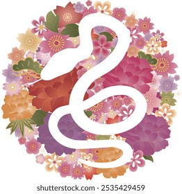 2025 Year of the Snake Simple Japanese Pattern Snake Silhouette Nengajo Background Frame