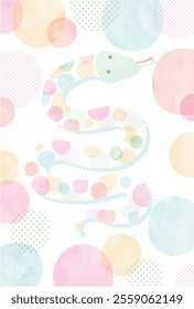 2025 Year of the Snake Watercolor Dot Pattern Snake New Year's Card