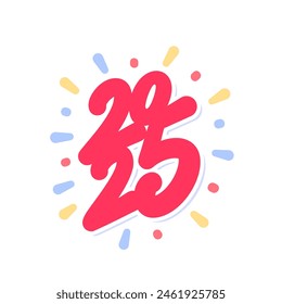 2025 year. Vector handwritten lettering with lines.