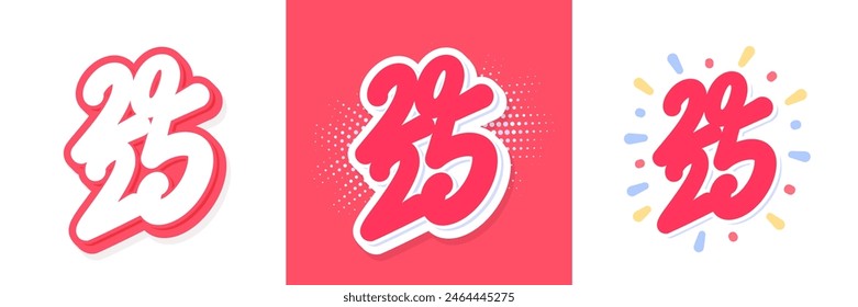 2025 year. Vector handwritten letterings variations.
