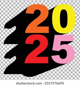 2025 YEAR VECTOR FOR NEW YEAR CELEBRATION COLORFUL ILLUSTRATOR LEFT  FACING