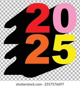 2025 YEAR VECTOR FOR NEW YEAR CELEBRATION COLORFUL ILLUSTRATOR LEFT  FACING