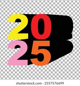 2025 YEAR VECTOR FOR NEW YEAR CELEBRATION COLORFUL ILLUSTRATOR RIGHT FACING