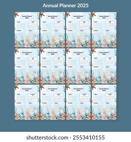 2025 Yearly Planner Featuring Monthly Calendar and goals, to do list, notes,