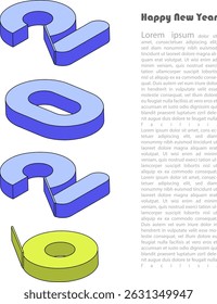 2026 3d number design, Happy new year 2026 with number wall concept. modern art template for banner, calendar, greeting card, background,