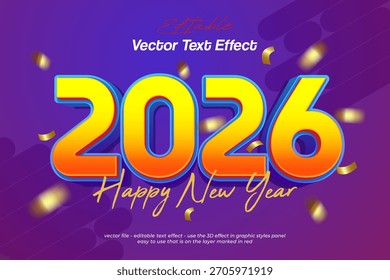2026 3D-Stilnummer mit Vektortexteffekt