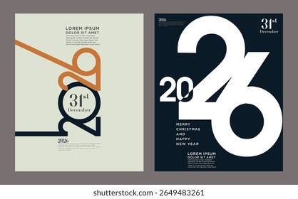 2026 annual report template layout design, Typography flat design. 2026 Trends business diary cover for 2026 with wishes. Brochure design template, banner. Vector image
