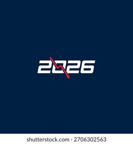 2026 e Seta para baixo logotipo ou design de ícone