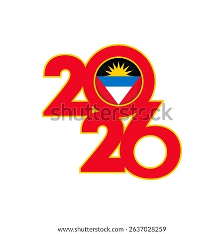 2026 banner with Antigua and Barbuda flag inside.
