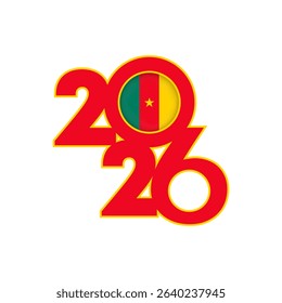 2026 banner with Cameroon flag inside.
