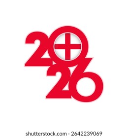 2026 banner with England flag inside.