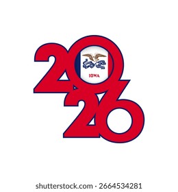 2026 banner with Iowa flag inside.