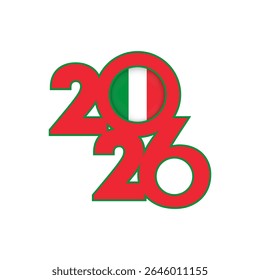 2026 banner with Italy flag inside.