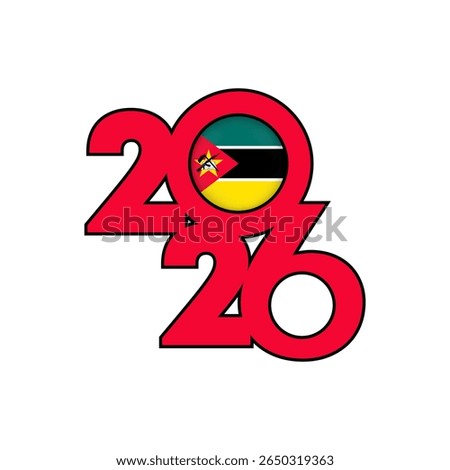 2026 banner with Mozambique flag inside.