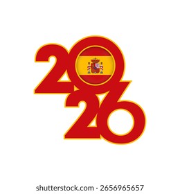 2026 banner with Spain flag inside.