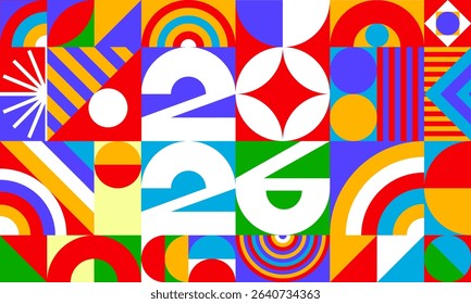 2026 banner vectot geometric colorful style