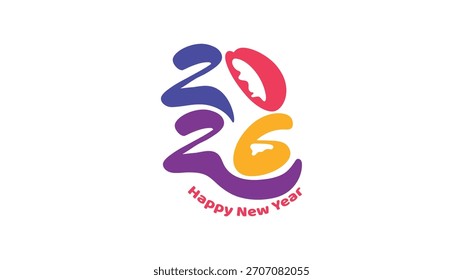 2026 Bold Vector Handgeschriebene bunte Typografie 