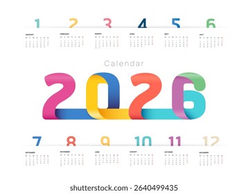 2026 calendar design template vector.