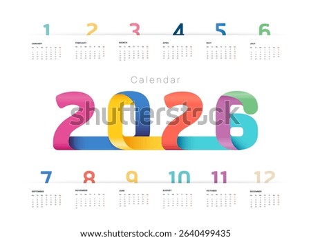 2026 calendar design template vector.