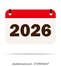Ilustración aislada del Vector del icono del calendario 2026