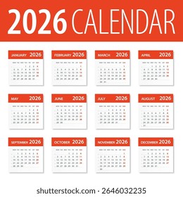 2026 Calendar Leaves Set - Illustration