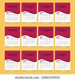 Calendario 2026 con diseño moderno, tipografía limpia y cuadrículas de fechas mensuales.