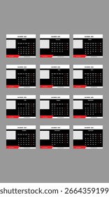 Calendario 2026. Plantilla de diseño de planificador de calendario