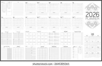 2026 calendar with planners vector