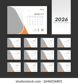 2026 calendar template. Corporate and business desk calendar. The week starts on Sunday.