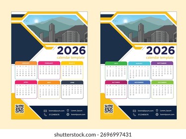 2026 calendar template design in vector format