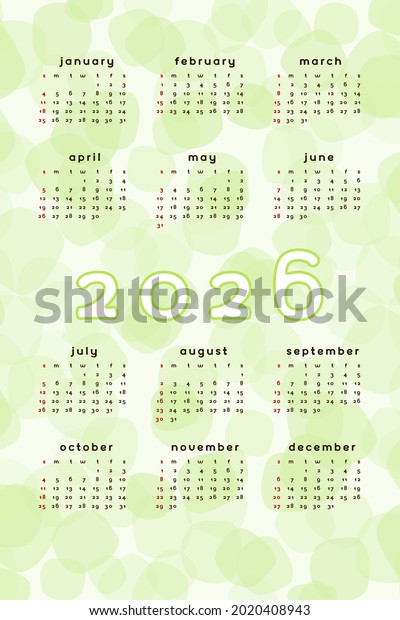 2026 Calendar Template Vertical Format Lime Stock Vector (Royalty Free ...