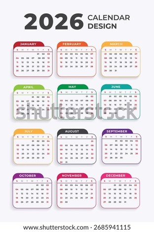 2026 Calendars. Wall, Mini, Desk Calendars and Planners template