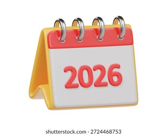 ilustração de renderização 3d ícone de calendário 2026