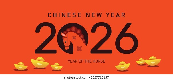 2026 chinese new year with horse, on the number 2026 Chinese New Year celebration template. Happy chinese new year 2026, lunar horse new year