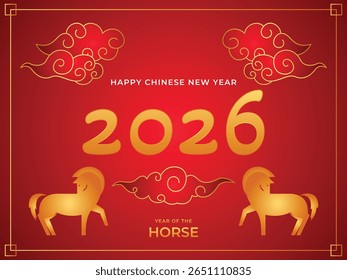 2026 Chinese New Year, Zodiac Sign for greeting card, banner, calendar, year of the horse