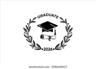 2026 class graduate. The concept of decoration of congratulations for school graduates. Design for t-shirt, flyer, invitation, greeting card. 