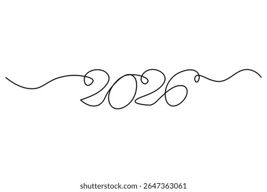 2026 contínuo uma linha vetor desenho em estilo caligrafia manuscrito em fundo branco
