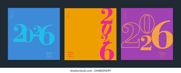 2026 Creativity Geometric Celebration of Happy New Year and Merry Christmas. Abstract Typography for Vibrant Advertising, Web Delights, Social Media Sparks, Banners, Covers, Posters.