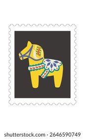 2026 Dalarna Horse stamp frame vector illustration