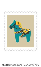 2026 Dalarna Horse stamp frame vector illustration