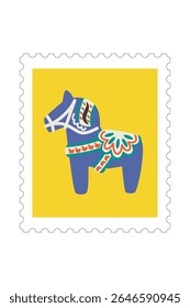 2026 Dalarna Horse stamp frame vector illustration