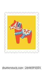 2026 Dalarna Horse stamp frame vector illustration