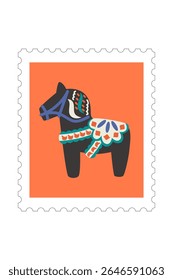 2026 Dalarna Horse stamp frame vector illustration