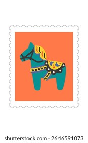 2026 Dalarna Horse stamp frame vector illustration