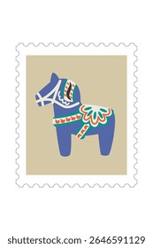 2026 Dalarna Horse stamp frame vector illustration