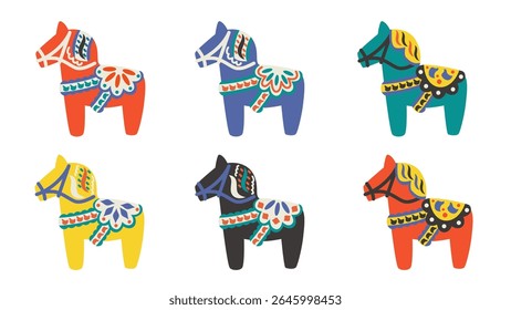 2026 Dalarna Horse Vector Illustration Set