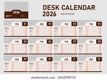 2026 Desk Calendar Template vector 
